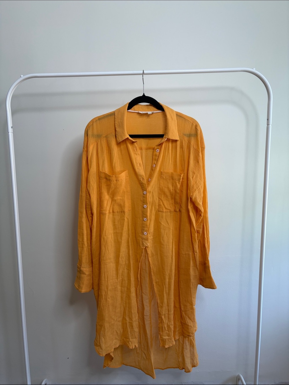 Anthropologie Orange Button-Front Swim Coverup
